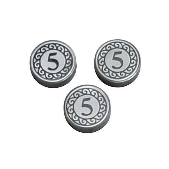 LEGO 5 Coin Tile Round 1x1‎ Lot 3 Pc 98138pb023 Silver Replacement Parts Pieces - Picture 1 of 2